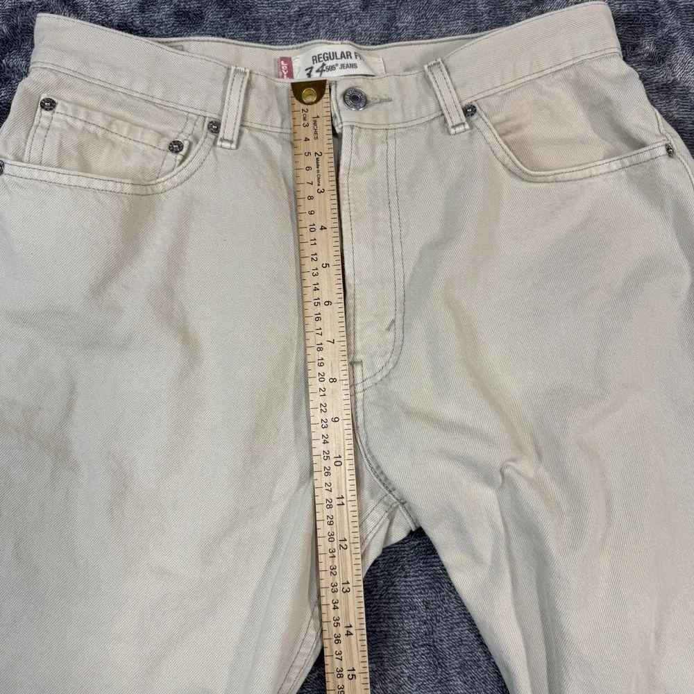 Vtg Levis 505 Jeans Mens 34x29 Beige Tan Regular Fit Denim Pants